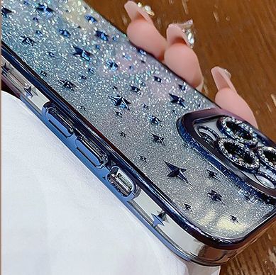 Чехол 2в1 с блестками, стразами для Iphone 12 Pro Max North Stars case Silver
