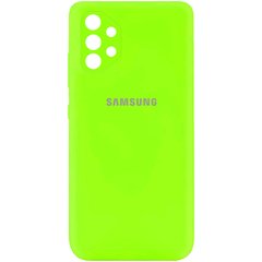 Чехол для Samsung Galaxy A72 4G / A72 5G Silicone Full camera закрытый низ + защита камеры Салатовый / Neon green