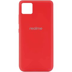 Чехол для Realme C11 Silicone Full с закрытым низом и микрофиброй Красный / Red