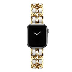 Ремінець для Apple Watch 42/44/45mm Chanel Leather Gold/White