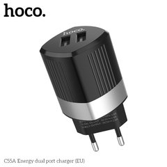 Адаптер мережевий HOCO Energy C55A | 2USB, 2.4A | black