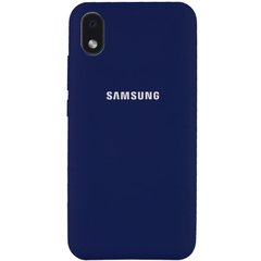 Чехол для Samsung Galaxy M01 Core / A01 Core Silicone Full Темно-синий / Midnight blue  c закрытым низом и микрофиброю