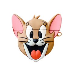 Силиконовый футляр Tom & Jerry series для наушников AirPods + карабин (Джерри/Коричневый)