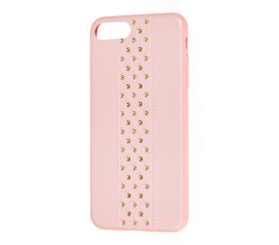 Чохол для iPhone 7 Plus / 8 Plus Leather with metal рожевий