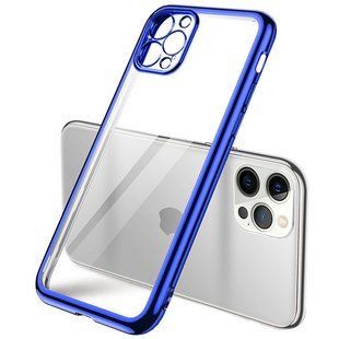 Прозрачный силиконовый чехол глянцевая окантовка Full Camera для Apple iPhone 13 Pro (6.1"") Синий