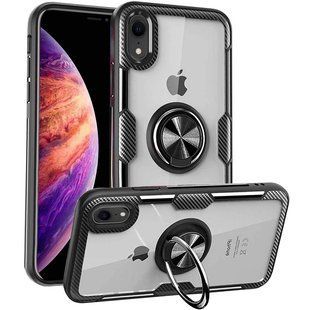 TPU + PC чохол Deen CrystalRing for Magnet (opp) для Apple iPhone XR (6.1 "") Безбарвний / Чорний