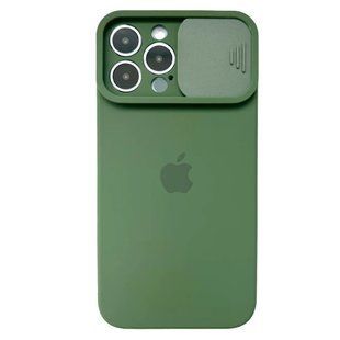 Чохол для iPhone 11 Pro Silicone with Logo hide camera + шторка на камеру Dark Green