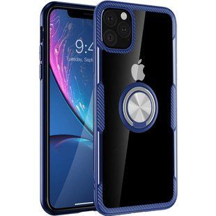 TPU+PC чехол Deen CrystalRing под магнитный держатель для Apple iPhone 11 Pro (5.8") (Белый / Синий)