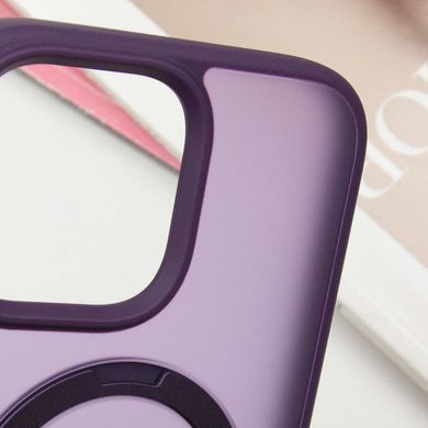 TPU+PC чехол Metal Buttons with MagSafe Colorful HQ Ring для Apple iPhone 16 Pro Max(Purple)