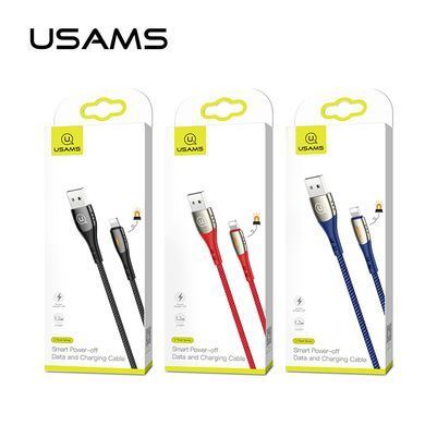 Кабель USAMS Lightning Smart Power-off U-Tone series US-SJ345 |2m, 2A| Black, Black