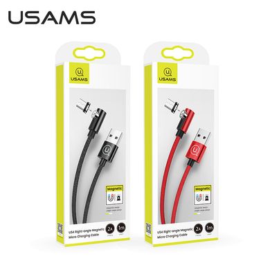 Кабель USAMS магнитный Micro USB Right-angle Magnetic Charging Cable U54 US-SJ446 |1m, 2A| Black, Black