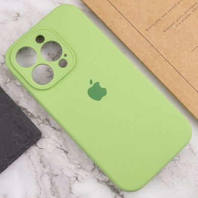 Чехол для Apple iPhone 13 Pro Max Silicone Full camera закрытый низ + защита камеры / Мятный / Mint