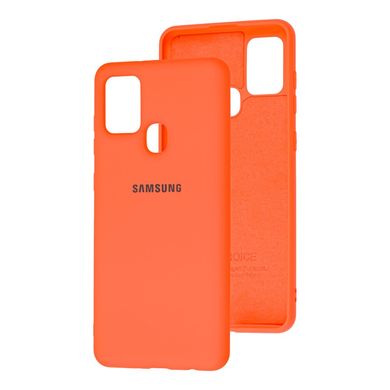 Чохол для Samsung Galaxy A21s (A217) Silicone Full помаранчевий з закритим низом і мікрофіброю