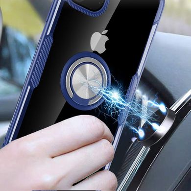 TPU+PC чехол Deen CrystalRing под магнитный держатель для Apple iPhone 11 Pro (5.8") (Белый / Синий)