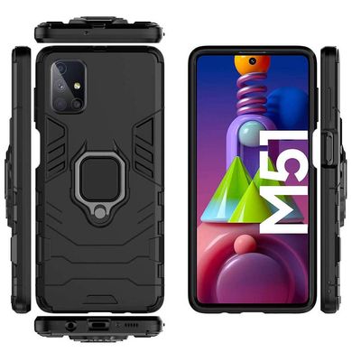 Ударопрочный чехол Transformer Ring for Magnet для Samsung Galaxy M51 (Черный / Soul Black)