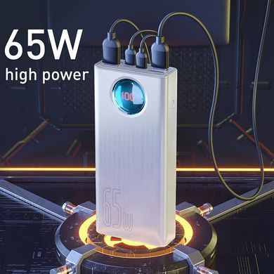 УМБ Baseus Amblight Digital Display Quick Charge Power Bank 30000mAh |4USB/Type-C/Lightning, 6A/65W, QC/PD| (PPLG-A02) White