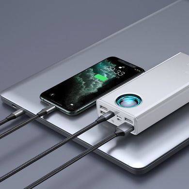 УМБ Baseus Amblight Digital Display Quick Charge Power Bank 30000mAh |4USB/Type-C/Lightning, 6A/65W, QC/PD| (PPLG-A02) White