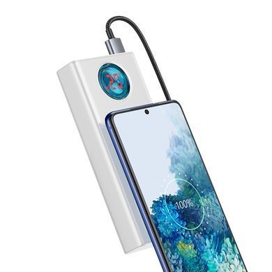 УМБ Baseus Amblight Digital Display Quick Charge Power Bank 30000mAh |4USB/Type-C/Lightning, 6A/65W, QC/PD| (PPLG-A02) White