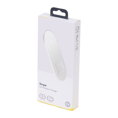 Зарядка QI BASEUS Simple 2in1 Wireless Charger 18W Max For Phones + Pods white