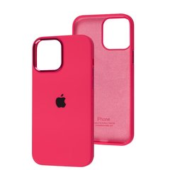 Чехол для iPhone 13 Pro Silicone Case Full (Metal Frame and Buttons) с металической рамкой и кнопками Hot Pink