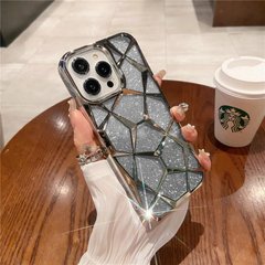 Чехол 2в1 с блестками, стразами для Iphone 13 Pro Luxury Glitter Prism Silver
