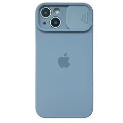 Чехол для iPhone 14 Silicone with Logo hide camera + шторка на камеру Faraway Blue
