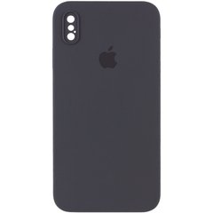 Чохол для iPhone X/Xs Silicone Full camera закритий низ + захист камери (Сірий / Dark Gray) квадратні борти