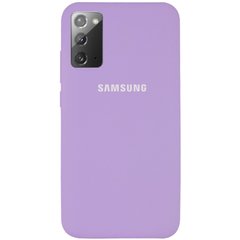 Чехол для Samsung Galaxy Note 20 Silicone Full (Сиреневый / Lilac) c закрытым низом и микрофиброю