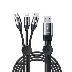 Кабель BASEUS Combo Micro USB/Lightning/Type-C Car Co-sharing |1M, 3.5A| (CAMLT-FX01) Black, Black