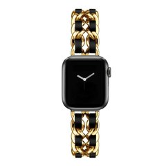 Ремінець для Apple Watch 38/40/41mm Chanel Leather Gold/Black