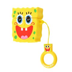 Силіконовий футляр SpongeBob series для навушників AirPods + кільце (Sponge Bob / Жовтий)