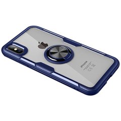 TPU + PC чохол Deen CrystalRing for Magnet (opp) для Apple iPhone X / XS (5.8 ") (Безбарвний / Синій)