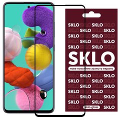 Защитное стекло SKLO 3D curved (full glue) для Samsung Galaxy A51, Черный
