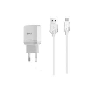 Адаптер мережевий Hoco Micro cable C22A | 1USB, 2.4а | white