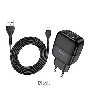 Адаптер мережевий HOCO Type-C cable Highway C77A | 2USB, 2.4A | black