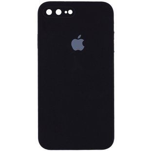 Чехол для Apple iPhone 7 plus / 8 plus Silicone Full camera закрытый низ + защита камеры (Черный / Black) квадратные борты
