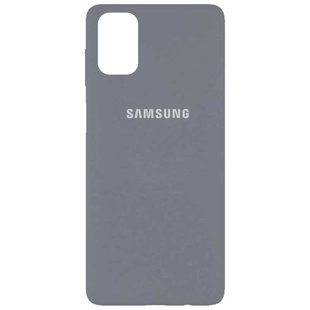 Чехол для Samsung Galaxy M51 Silicone Full Серый / Lavender Gray с закрытым низом и микрофиброй