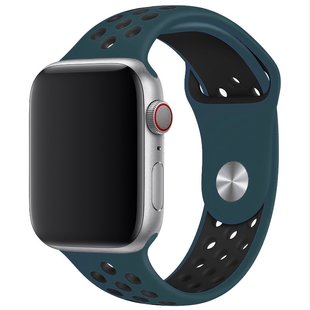 Силіконовий ремінець Sport Nike+ для Apple watch 42mm / 44mm (Pine Green/Black)