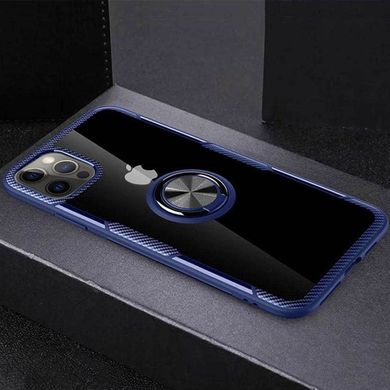 TPU+PC чехол Deen CrystalRing for Magnet (opp) для Apple iPhone 12 Pro / 12 (6.1"") Бесцветный / Синий