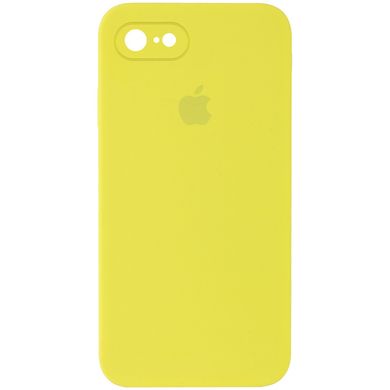 Чехол для Apple iPhone 7 / 8 / SE (2020) Silicone Full camera закрытый низ + защита камеры (Желтый / Bright Yellow) квадратные борты