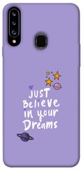 Чехол для Samsung Galaxy A20s PandaPrint Just believe in your Dreams надписи