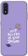 Чехол для Samsung Galaxy A01 PandaPrint Just believe in your Dreams надписи