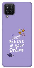 Чехол для Samsung Galaxy A12 PandaPrint Just believe in your Dreams надписи
