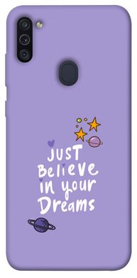 Чехол для Samsung Galaxy M11 PandaPrint Just believe in your Dreams надписи