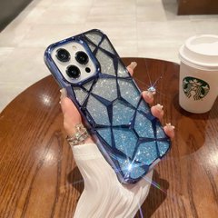 Чехол 2в1 с блестками, стразами для Iphone 13 Pro Luxury Glitter Prism Blue