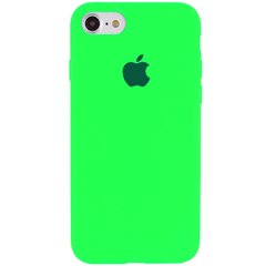 Чехол silicone case for iPhone 7/8 с микрофиброй и закрытым низом Салатовый / Neon Green