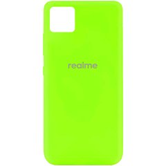 Чехол для Realme C11 Silicone Full с закрытым низом и микрофиброй Салатовый / Neon green