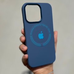 Чехол для iPhone 12 Pro Max Silicone Case Full (Metal Frame and Buttons) with Magsafe с металлическими кнопками и рамкой Cobalt Blue