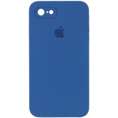 Чохол для iPhone 6 / 6s Silicone Full camera закритий низ + захист камери Синій / Navy blue квадратні борти