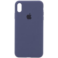 Чехол silicone case for iPhone XS Max с микрофиброй и закрытым низом Midnight Blue